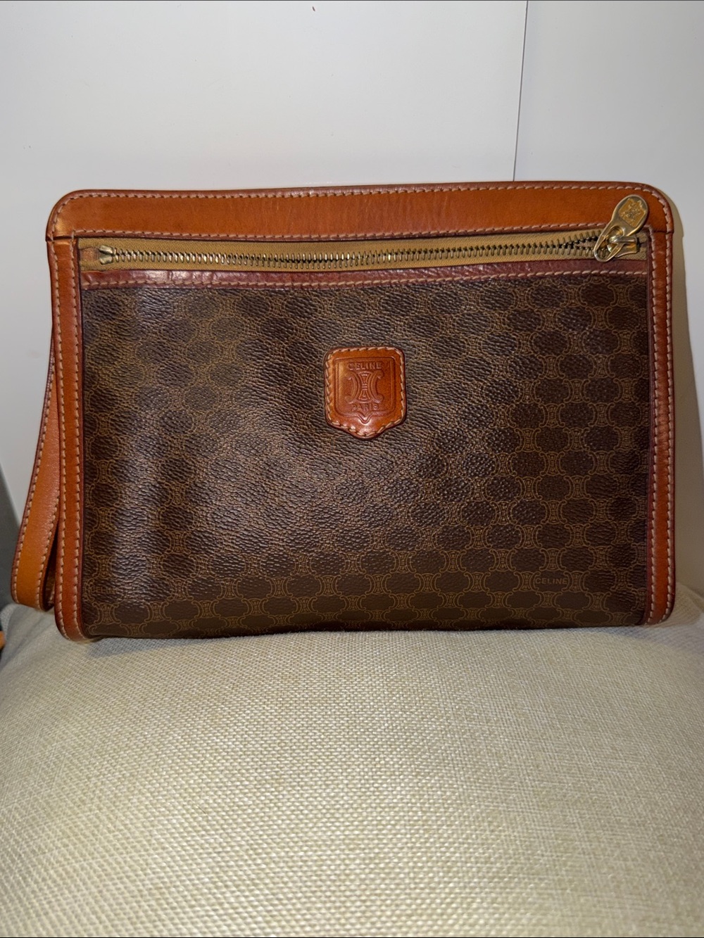 Vintage Celine Brown Monogram Wristlet